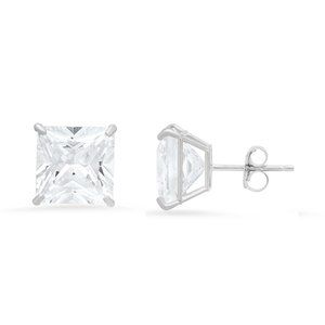 Real 10k White Gold Diamond Stud Earrings - 6.00 CTW